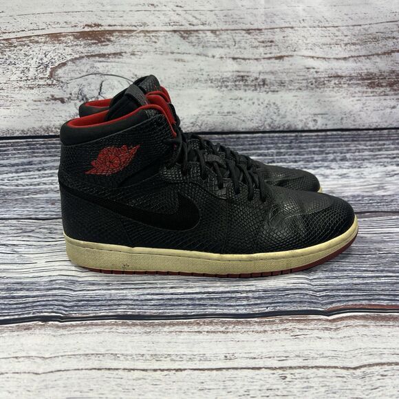 Air Jordan 1 Retro Nouveau Snakeskin Black Red Sneakers, Men’s Size 9.5 - Picture 1 of 10